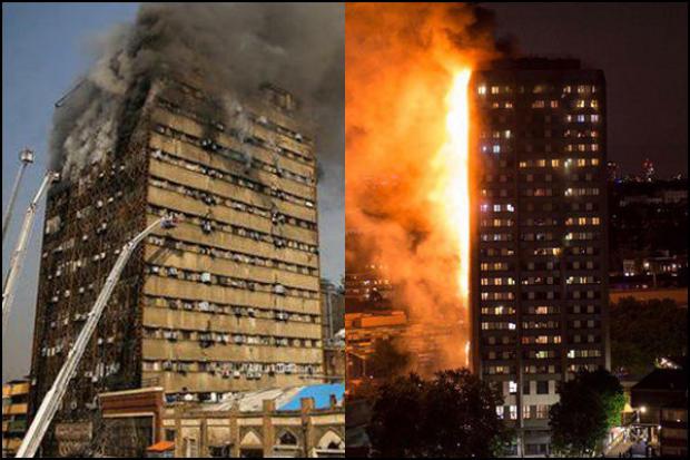 مقایسه آتش‌سوزی برج گرنفل لندن و پلاسکوی تهران